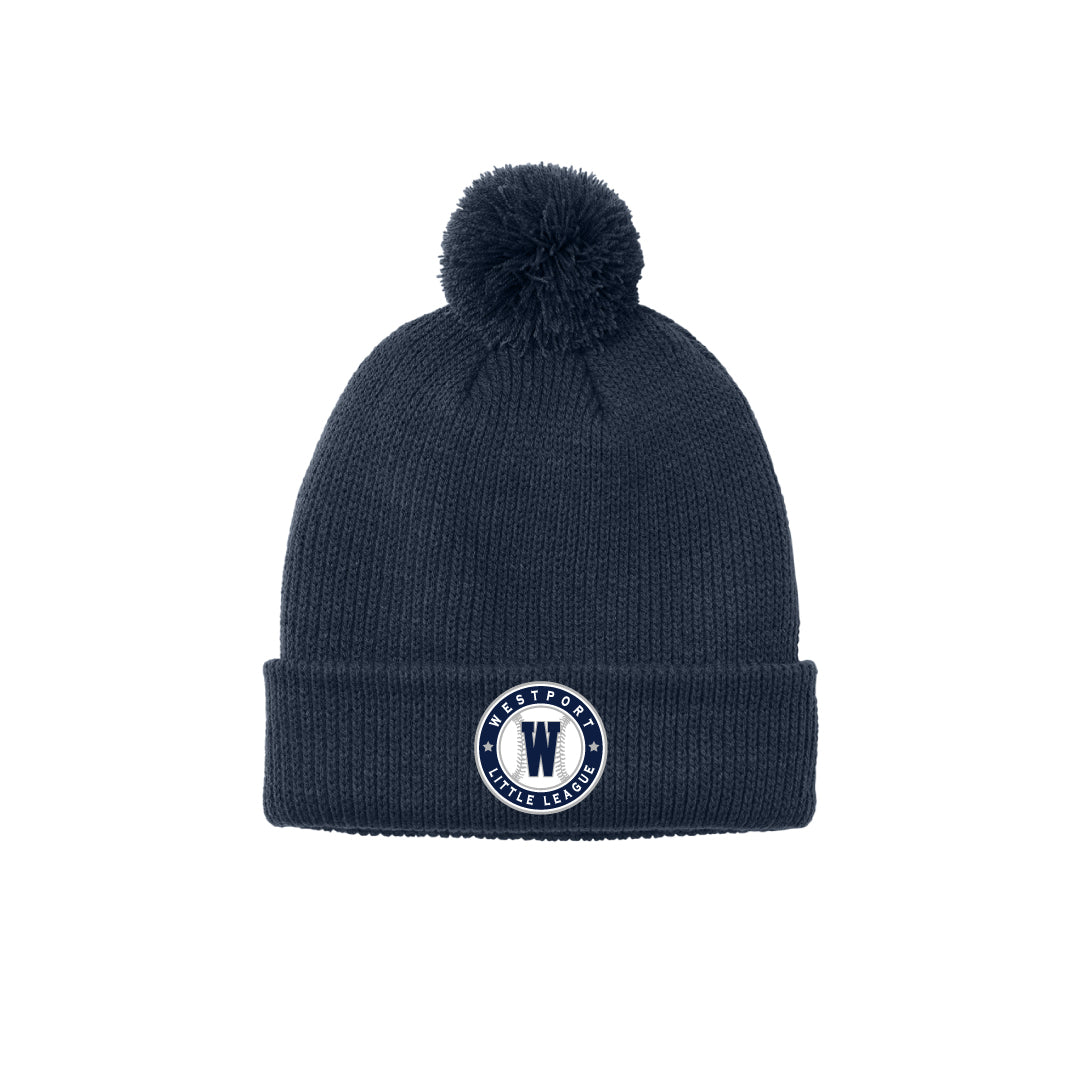 Westport LL Baseball Pom Beanie Logowear Westport Little League Baseball Navy