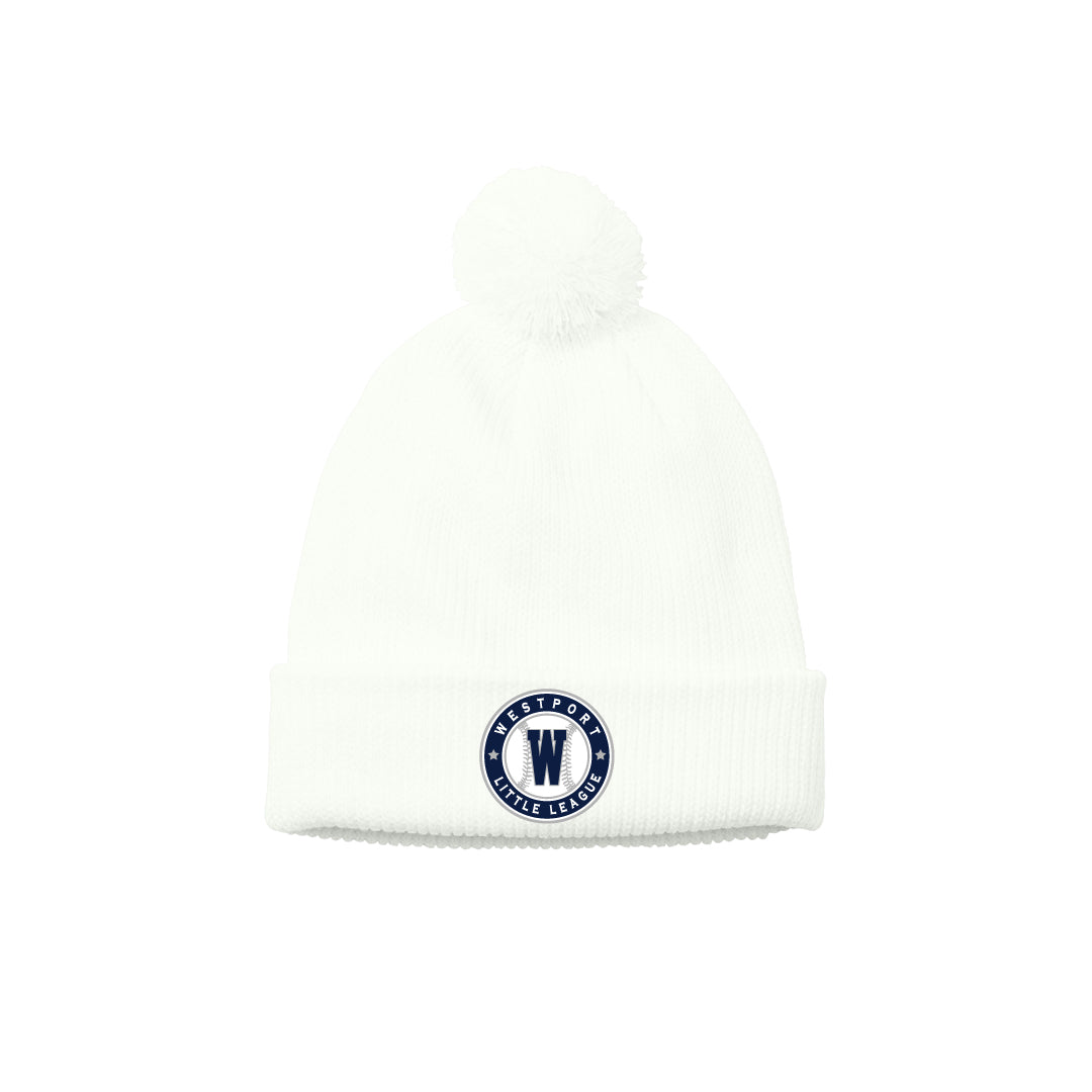 Westport LL Baseball Pom Beanie Logowear Westport Little League Baseball Marshmallow