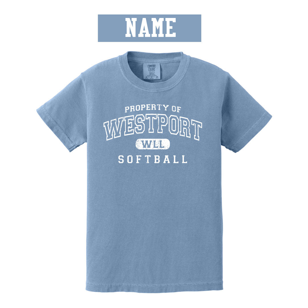 Westport LL Softball Comfort Colors Cotton Tee Logowear Westport LL Softball Washed Denim Youth S