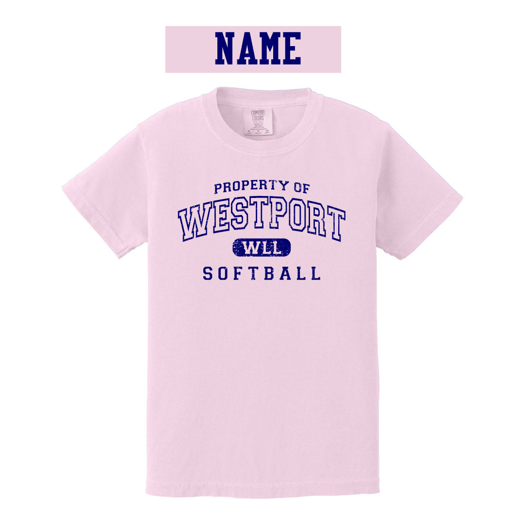 Westport LL Softball Comfort Colors Cotton Tee Logowear Westport LL Softball Blossom Youth S