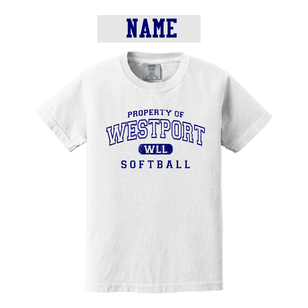 Westport LL Softball Comfort Colors Cotton Tee Logowear Westport LL Softball White Youth S