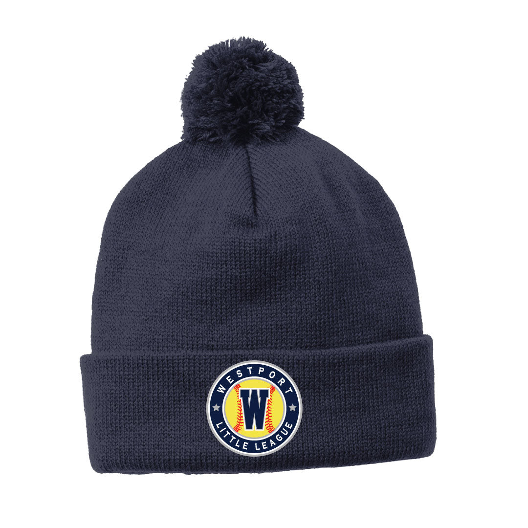 Westport LL Softball  Cozy Pom Beanie Logowear Westport LL Softball Navy  