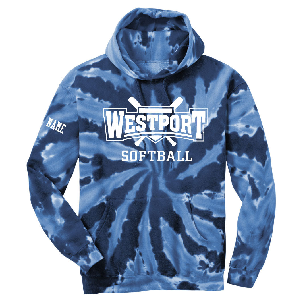 Westport LL Softball Tie Dye Hooded Sweatshirt Logowear Westport LL Softball Navy Youth S 