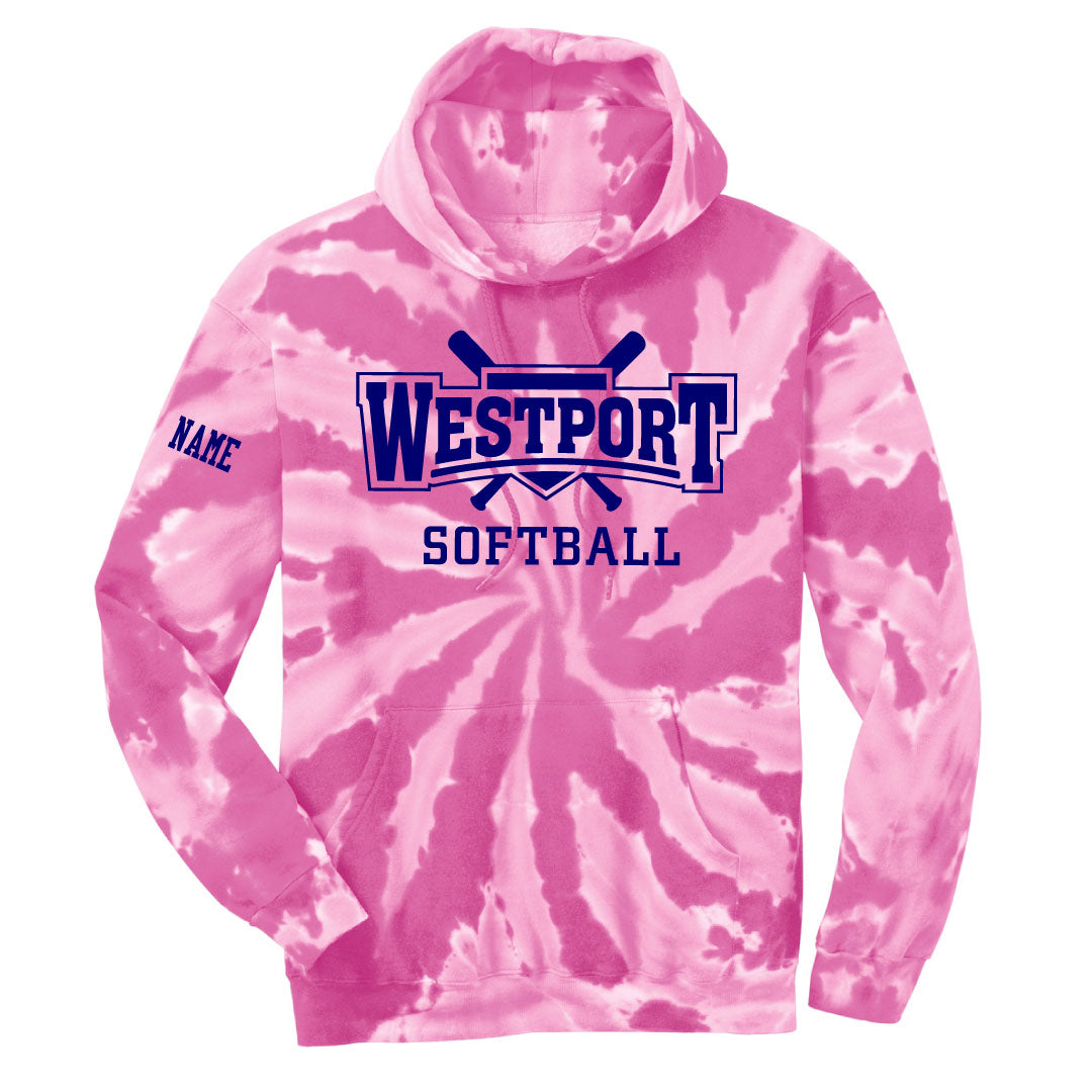 Westport LL Softball Tie Dye Hooded Sweatshirt Logowear Westport LL Softball Pink Youth S 