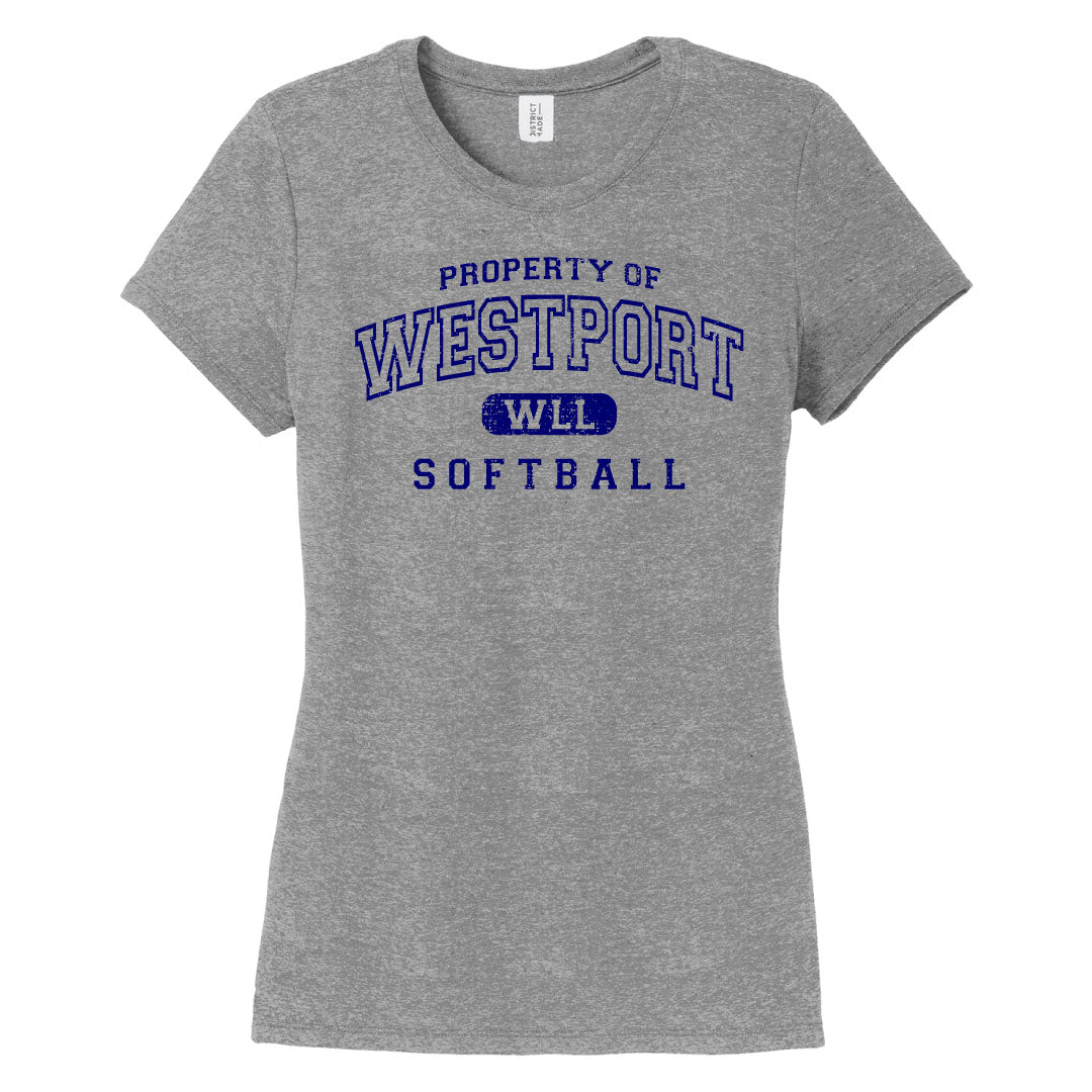 Westport LL Softball Tri Blend Cotton Short Sleeve Logowear Westport LL Softball Grey Frost Ladies XS 