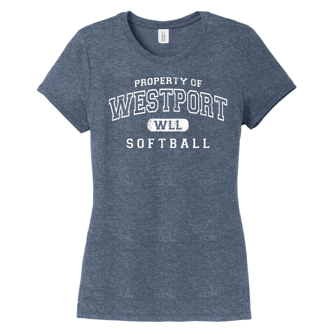 Westport LL Softball Tri Blend Cotton Short Sleeve Logowear Westport LL Softball Navy Frost Ladies XS 