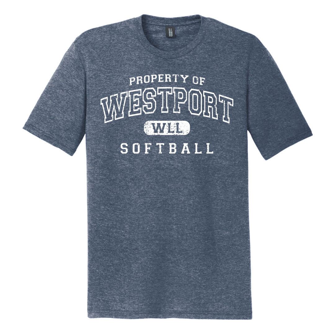 Westport LL Softball Tri Blend Cotton Short Sleeve Logowear Westport LL Softball Navy Frost Youth S 