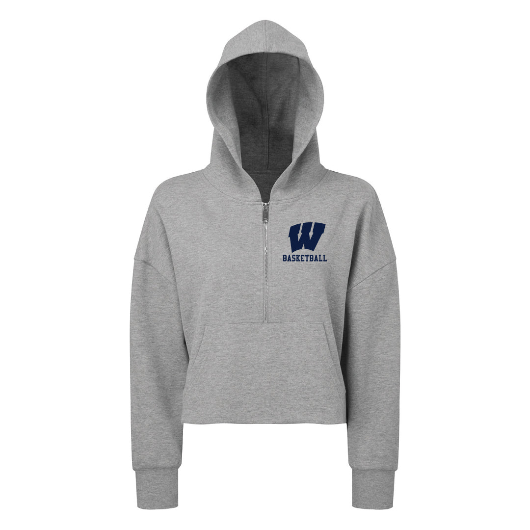 Westport Basketball 1/2 Zip Crop Hoodie Logowear Westport Basketball Grey Ladies XS 