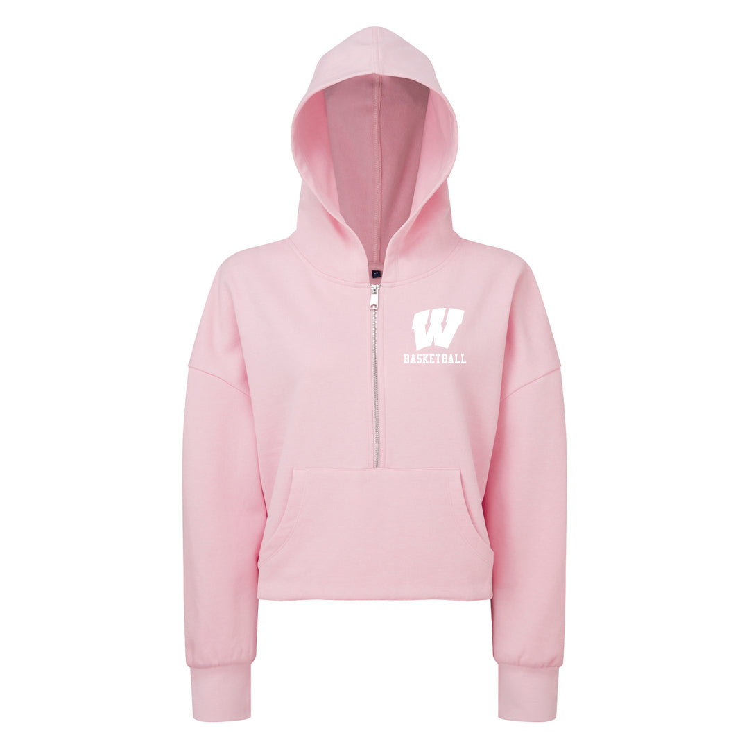 Westport Basketball 1/2 Zip Crop Hoodie Logowear Westport Basketball Pink Ladies XS 