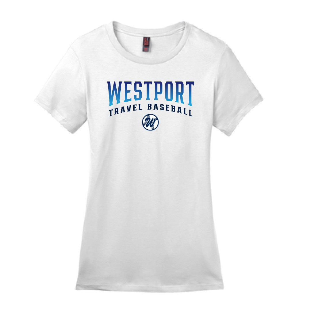Westport Travel Baseball Ladies Cotton Blend Tee Logowear Westport Travel Baseball White Ladies X Small 