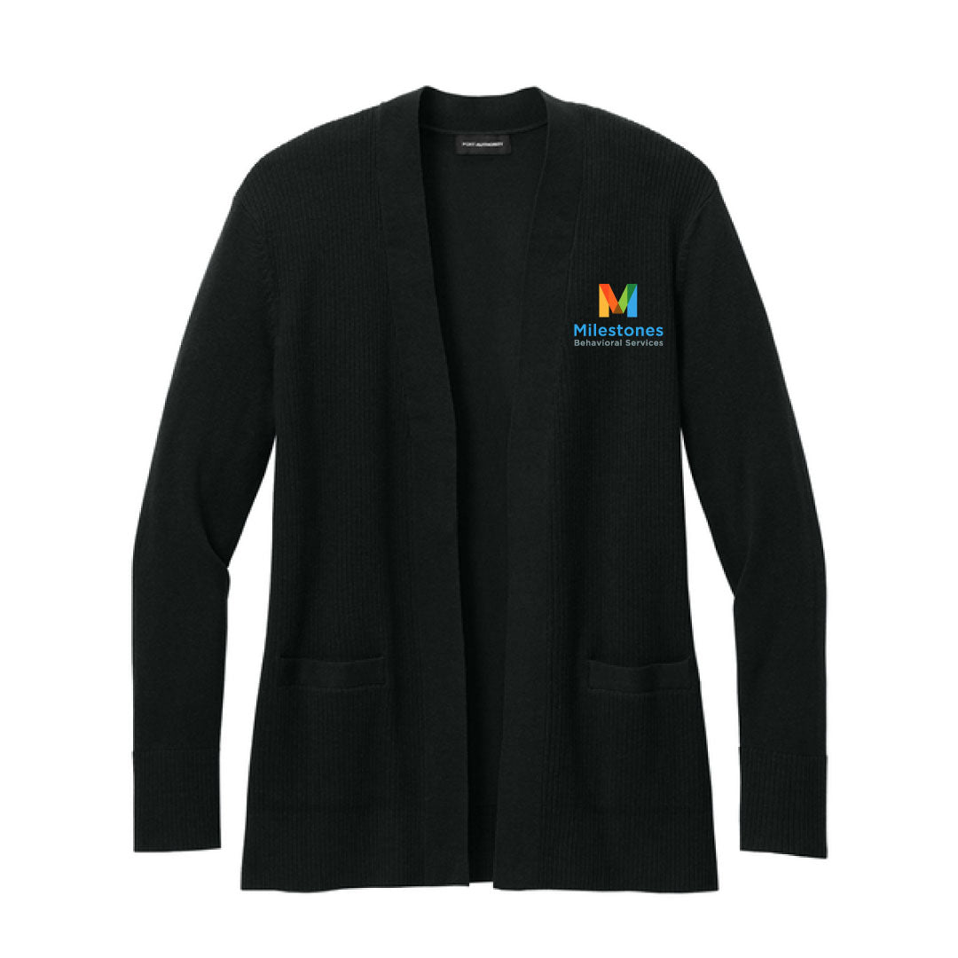 Milestones Women's Cardigan Logowear Milestones Behavioral Services Black Ladies XS