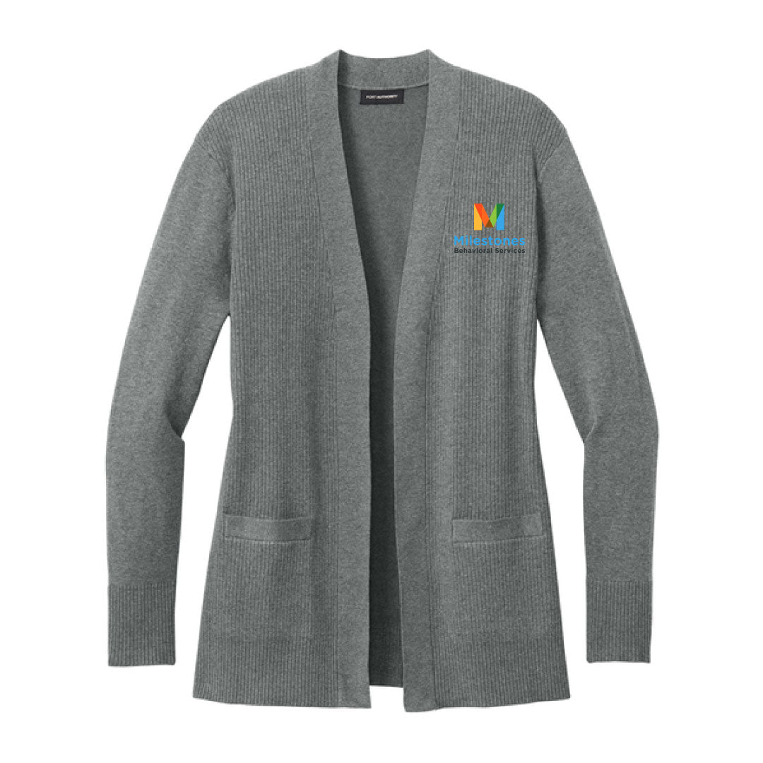 Milestones Women's Cardigan Logowear Milestones Behavioral Services Grey Heather Ladies XS