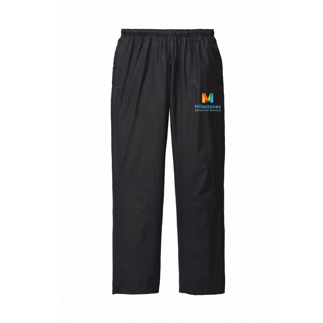 Milestones Wind Pant Logowear Milestones Behavioral Services Black Adult XS