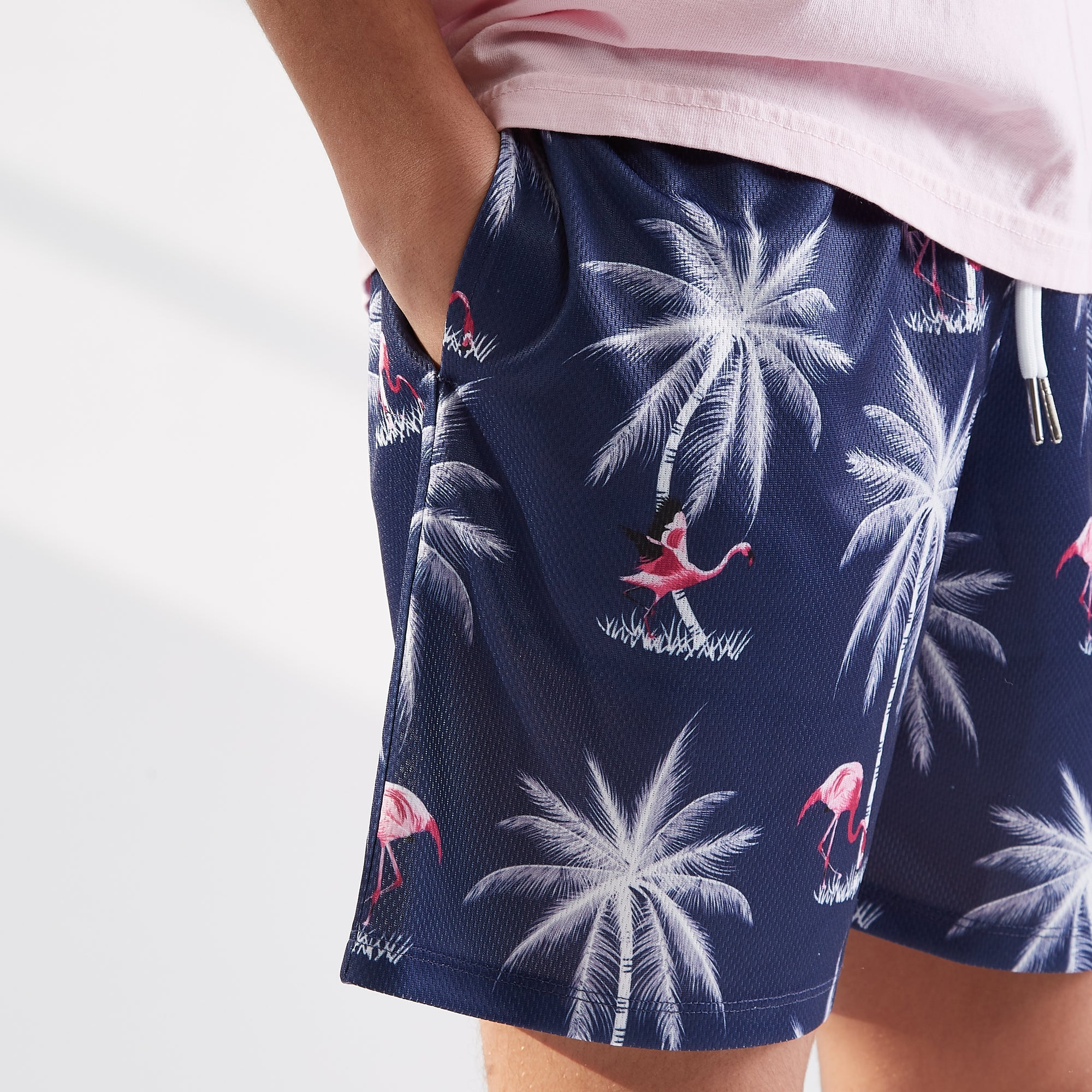 The Drip Shop Kids' Spring Flamingo Shorts Apparel The Drip Shop Navy Youth Small