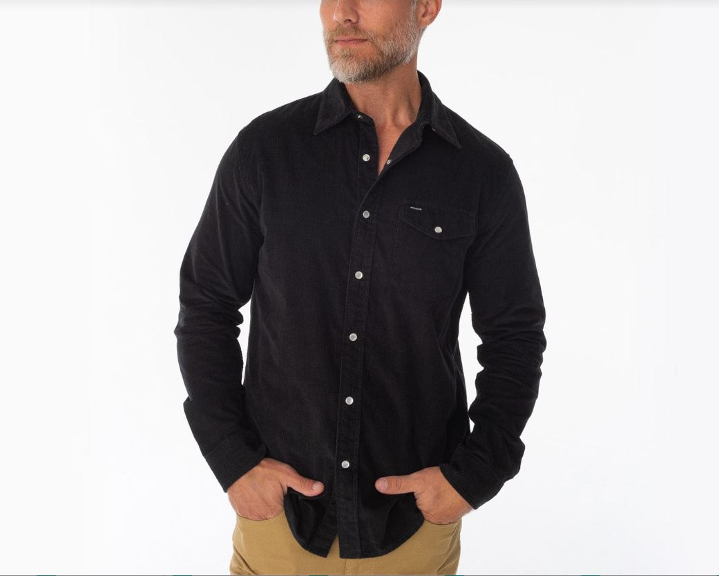 Criquet Men's Long Sleeve Corduroy Pearl Snap Apparel Criquet Midnight Oil Small