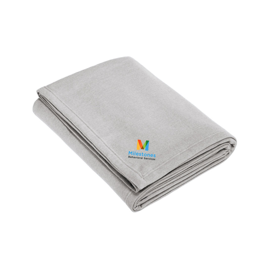 Milestones Fleece Blanket Logowear Milestones Behavioral Services Grey