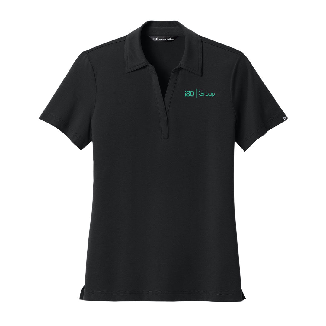 i80 Group TravisMathew Glenview Solid Polo Logowear i 80 Group Black Ladies S