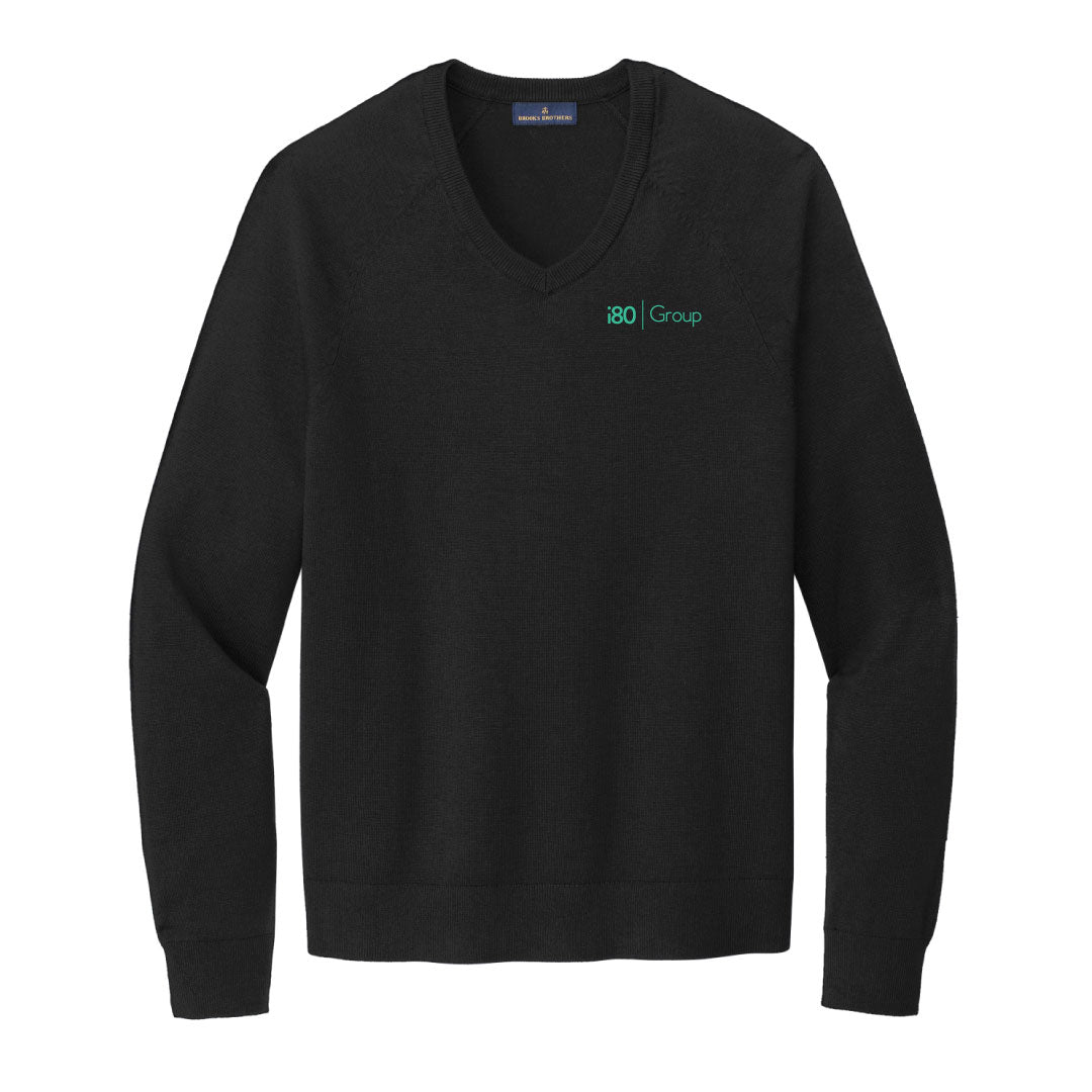 i80 Group Brooks Brothers Cotton Stretch V-Neck Sweater Logowear i 80 Group Black Mens S