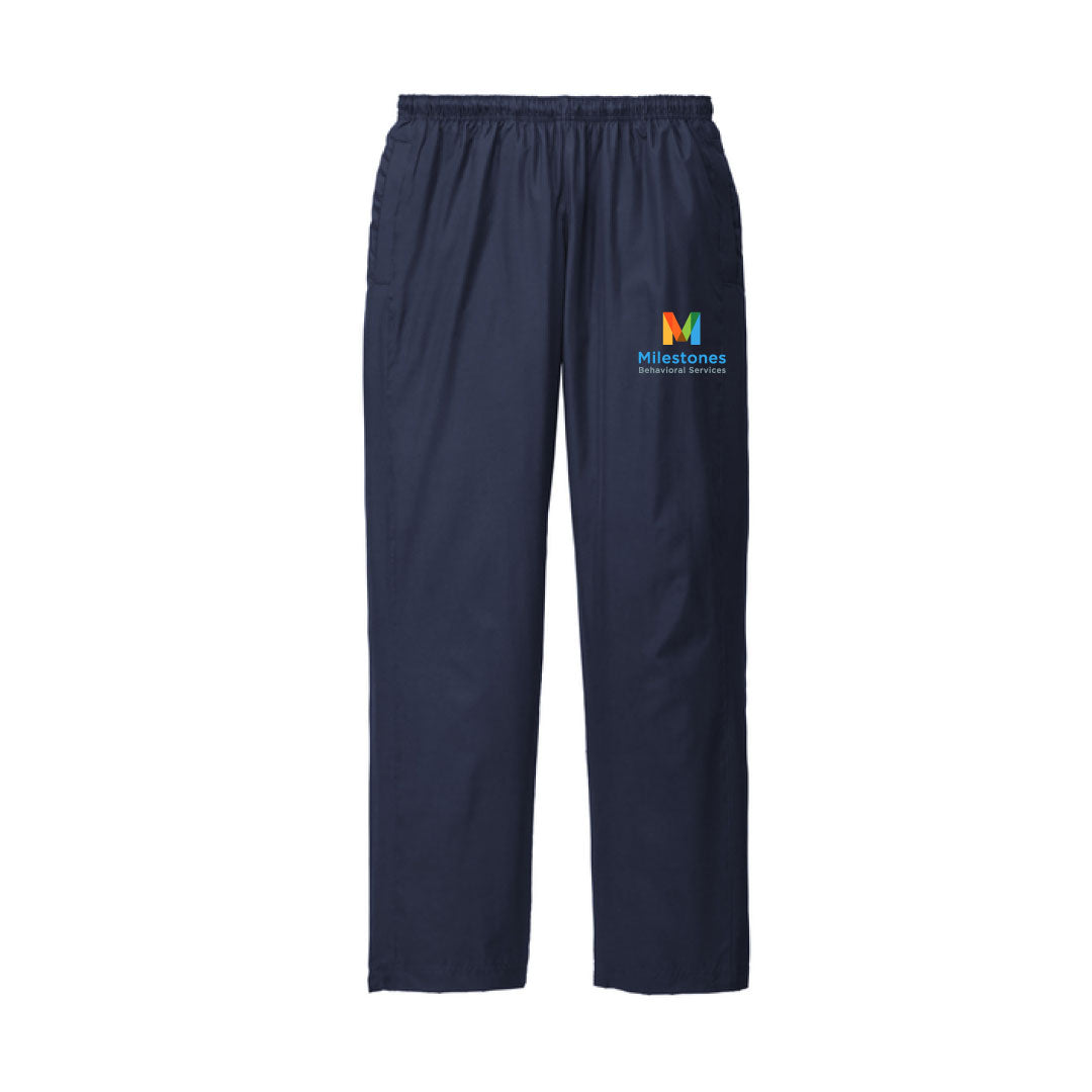 Milestones Wind Pant Logowear Milestones Behavioral Services Navy Adult XS