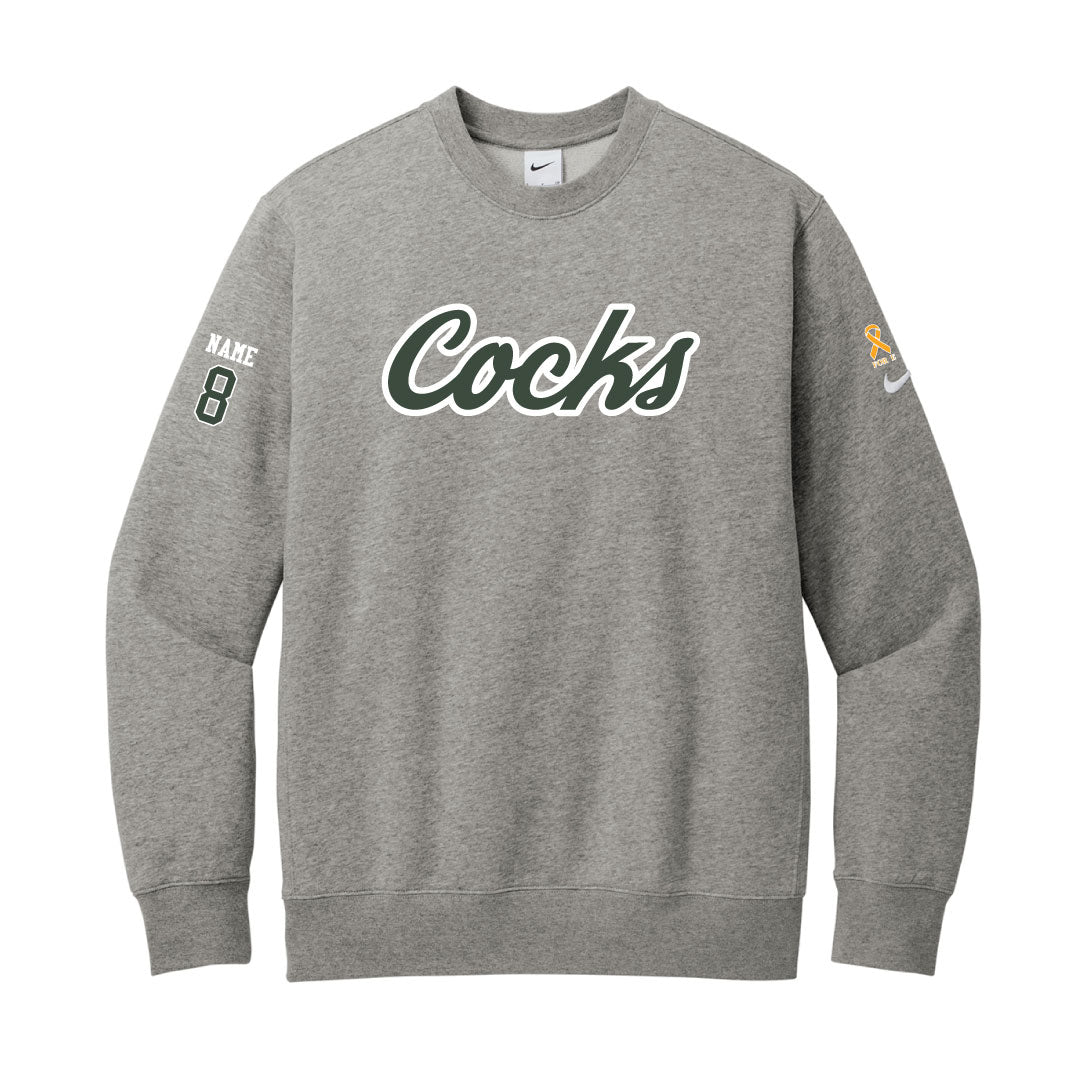 USC Rugby Grey Nike Club Fleece Crew Logowear University of So. Carolina Rugby Green w White OUtline Mens S