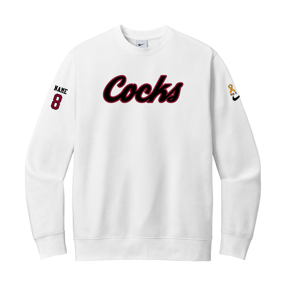 USC Rugby White Nike Club Fleece Crew Logowear University of So. Carolina Rugby Black w Red Outline Mens S