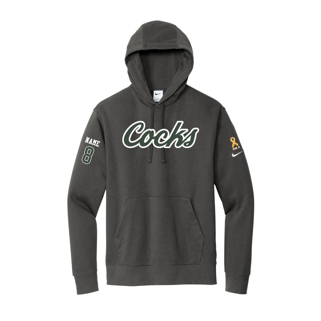 USC Rugby Anthracite Nike Club Fleece Hoodie Logowear University of So. Carolina Rugby Green w White Outline Mens S