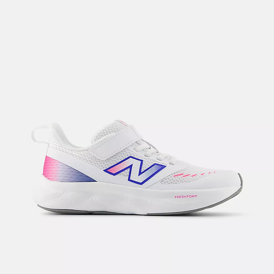 New Balance Kids' Fresh Foam 625 Bungee Lace with Top Strap (PS) Footwear New Balance NB White/Pink Heat/Bluebird-59Q 10.5