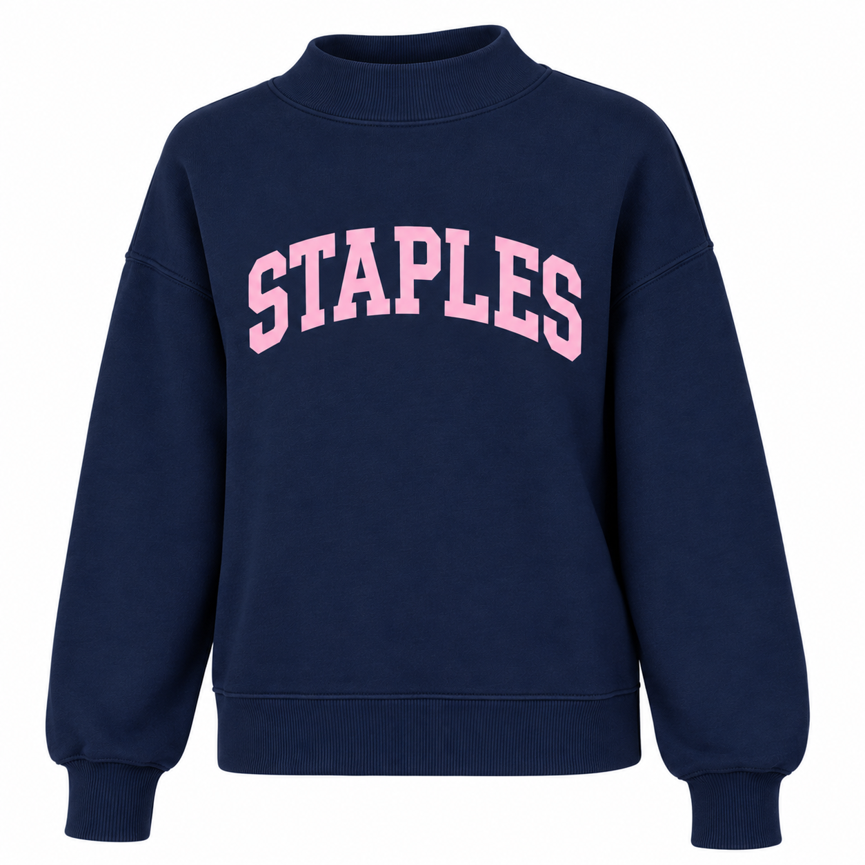 Staples Football BCA Ladies Mockneck Sweatshirt Logowear Staples Football Navy with Pink Logo Ladies XS