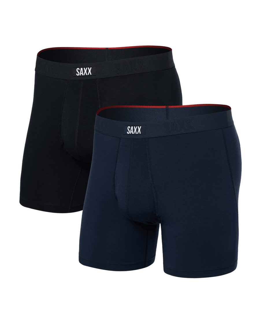 Saxx Men's Vibe Xtra Soft Comfort Boxer Brief 6" (2 Pack) Apparel SAXX Black/Navy Small
