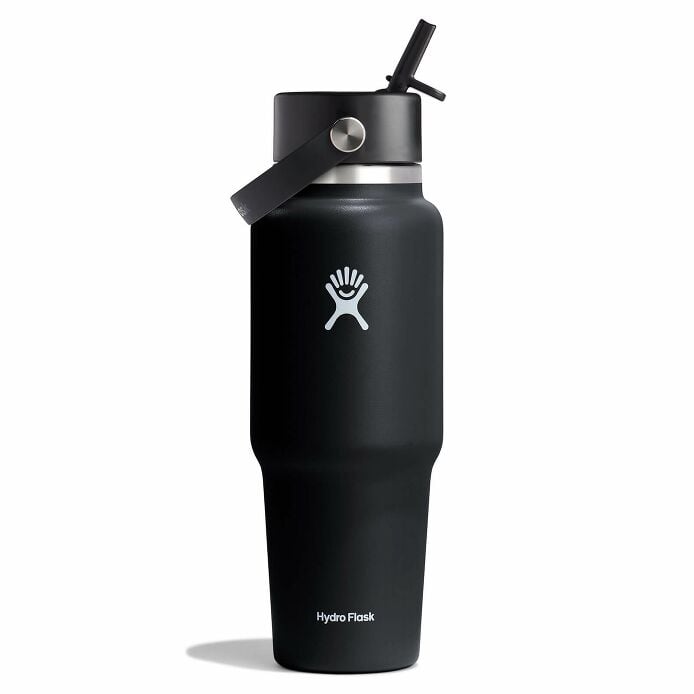 Hydro Flask 32 oz Wide Mouth Travel Bottle with Flex Straw Cap Accessories Hydro Flask Black