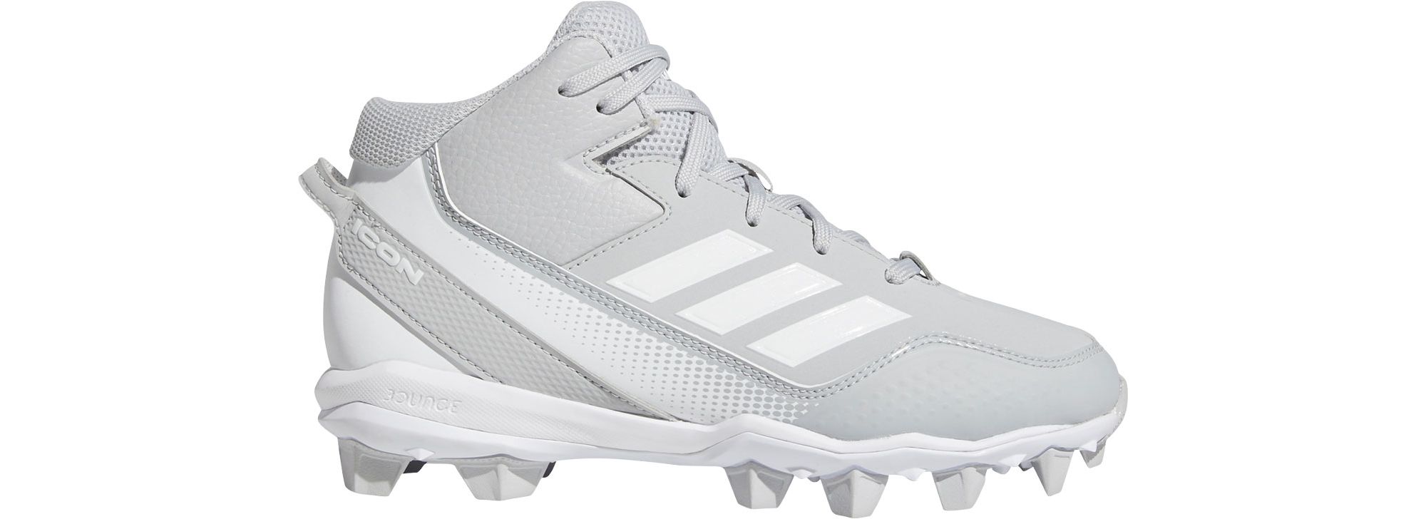 adidas Kids' Icon 7 Mid MD Baseball Cleats Footwear Adidas 11 Team Light Grey/Footwear White/Footwear White-FY4414 