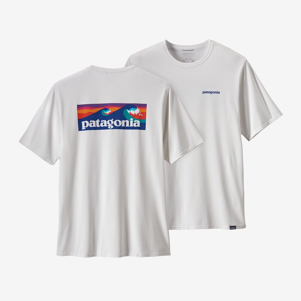 Patagonia Men's Capilene® Cool Daily Graphic Shirt Apparel Patagonia Small Boardshort Logo/White-BOLW 
