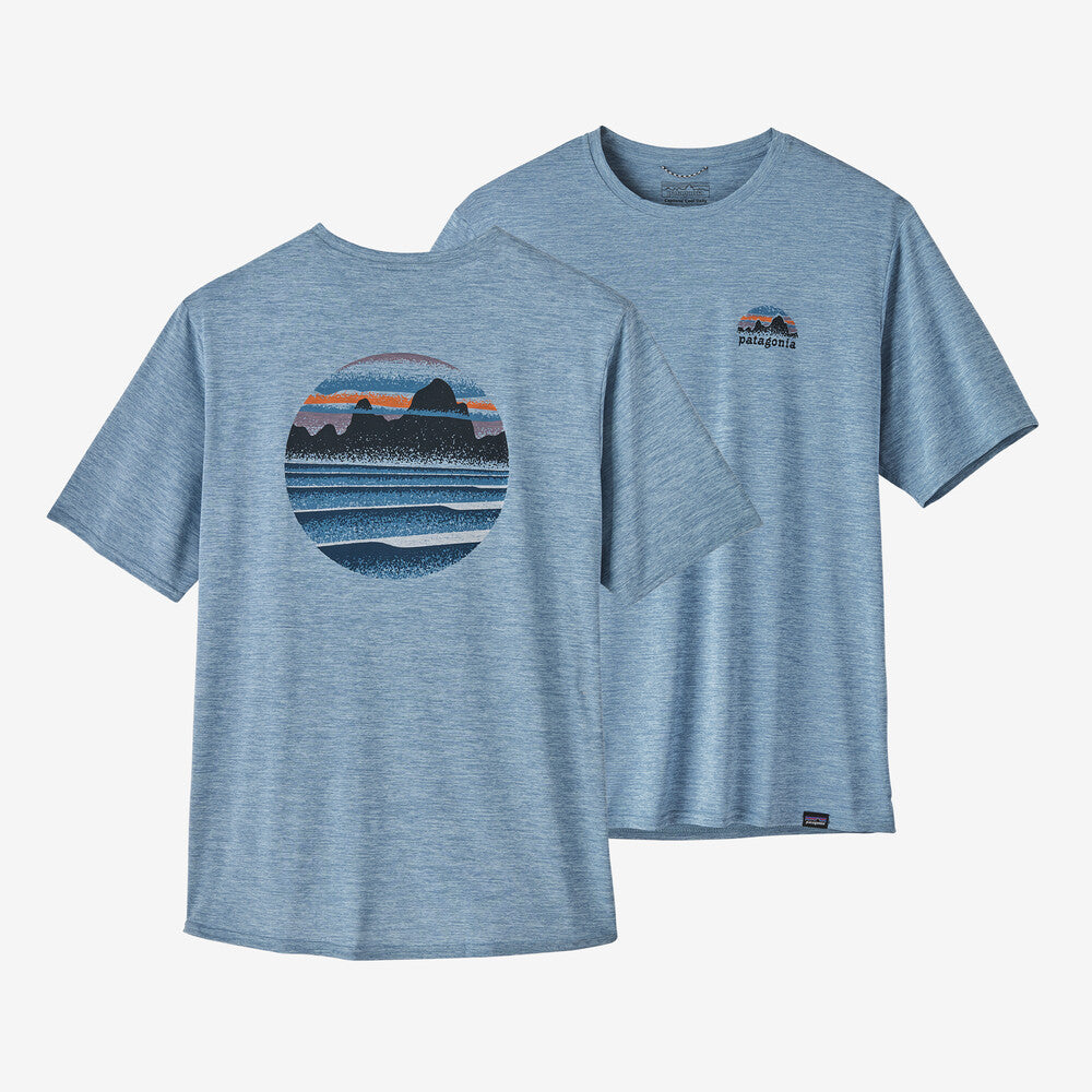 Patagonia Men's Capilene® Cool Daily Graphic Shirt Apparel Patagonia Skyline Stencil: Steam Blue X-Dye-SSMX Small 