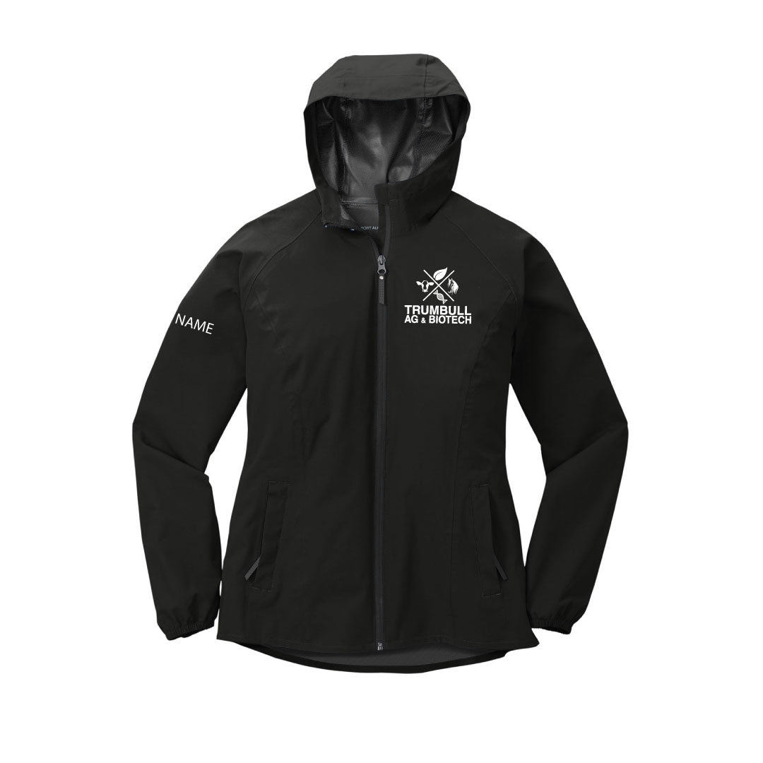 Trumbull Ag and Biotech Rain Jacket Logowear Trumbull Ag & Biotech Black Ladies XS 