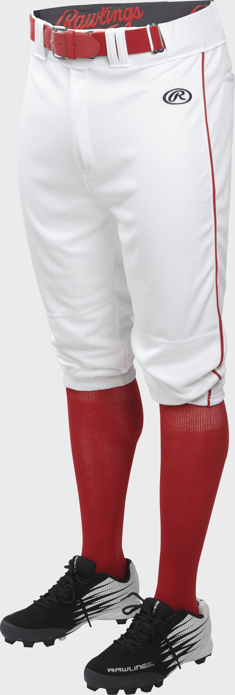 Rawlings Men's Launch Piped Knicker Pant Apparel Rawlings/Easton White/Scarlet Small