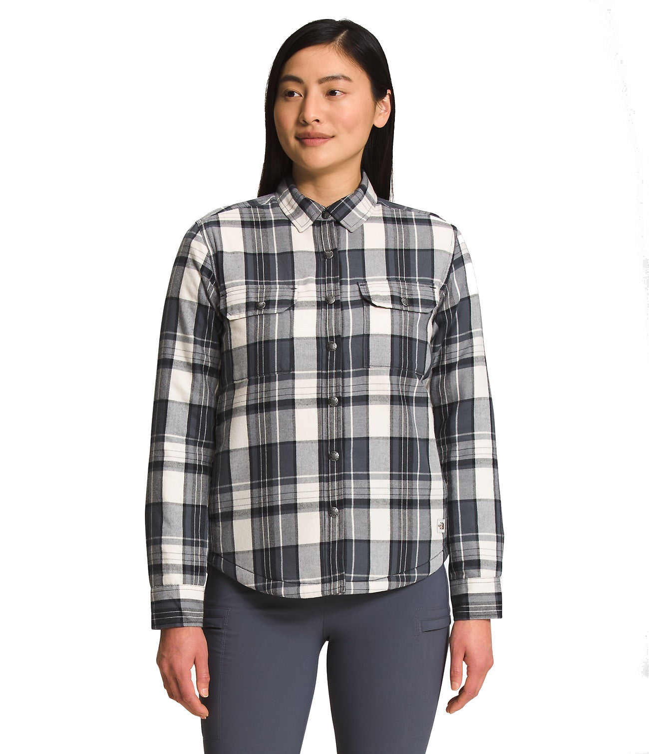 The North Face Women's Campshire Shirt Apparel North Face Small Asphalt Grey Large Half Dome Plaid 2-97Y 