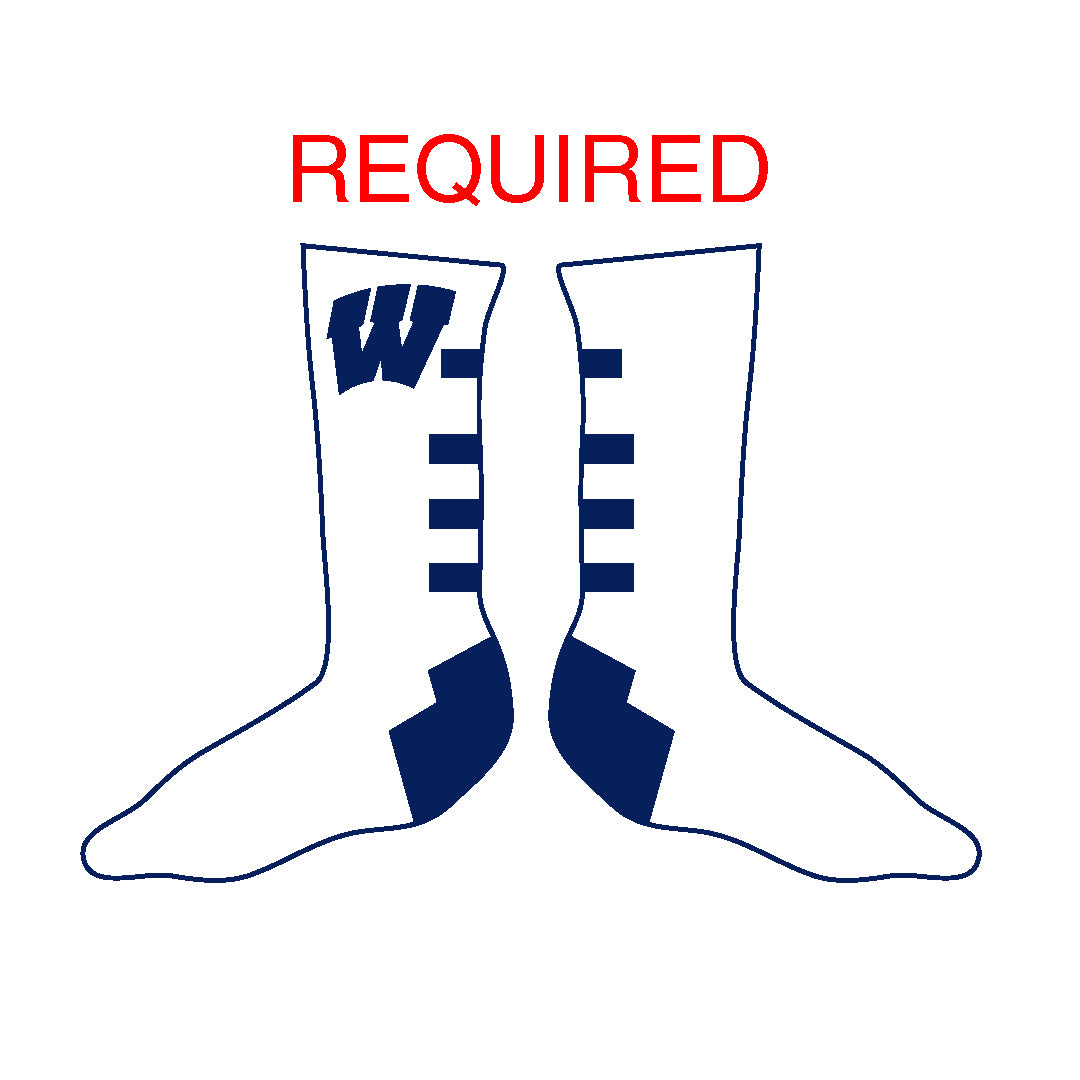 Westport PAL Football  Sock -REQUIRED White Logowear Westport PAL Football Youth(Shoe Size 12-4)  