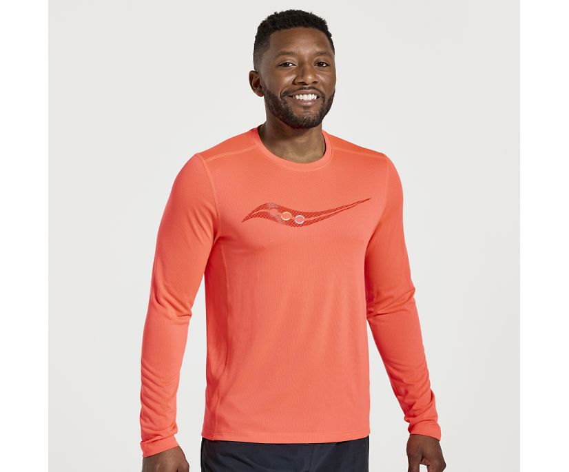 Saucony Men's Stopwatch Long Sleeve Apparel Saucony Small Vizi Red Graphic-VRA2 