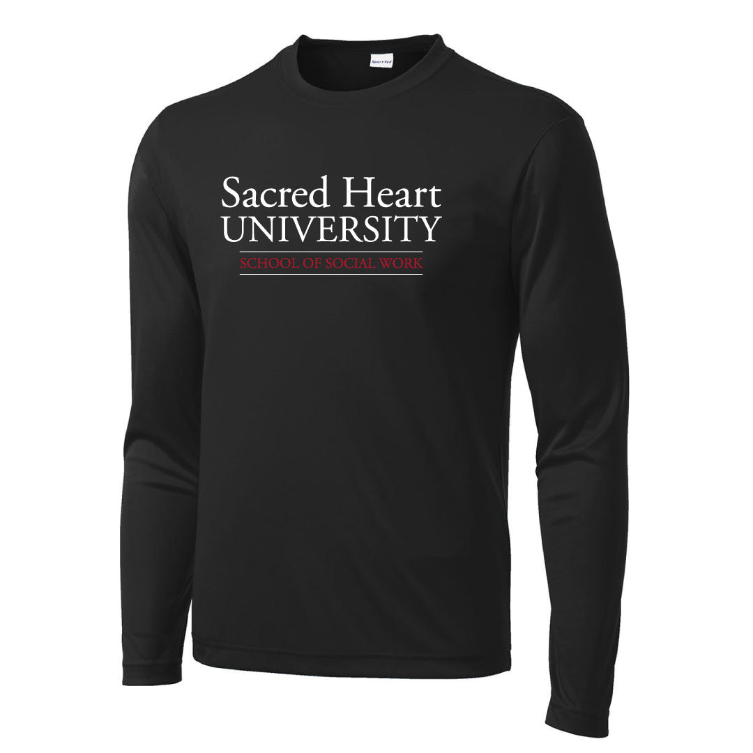 SHU School of Social Work Long Sleeve Performance Tee Logowear SHU School of Social Work Black Adult XS