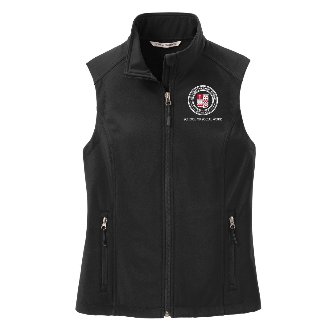 SHU School of Social Work Softshell Vest Logowear SHU School of Social Work Ladies XS  