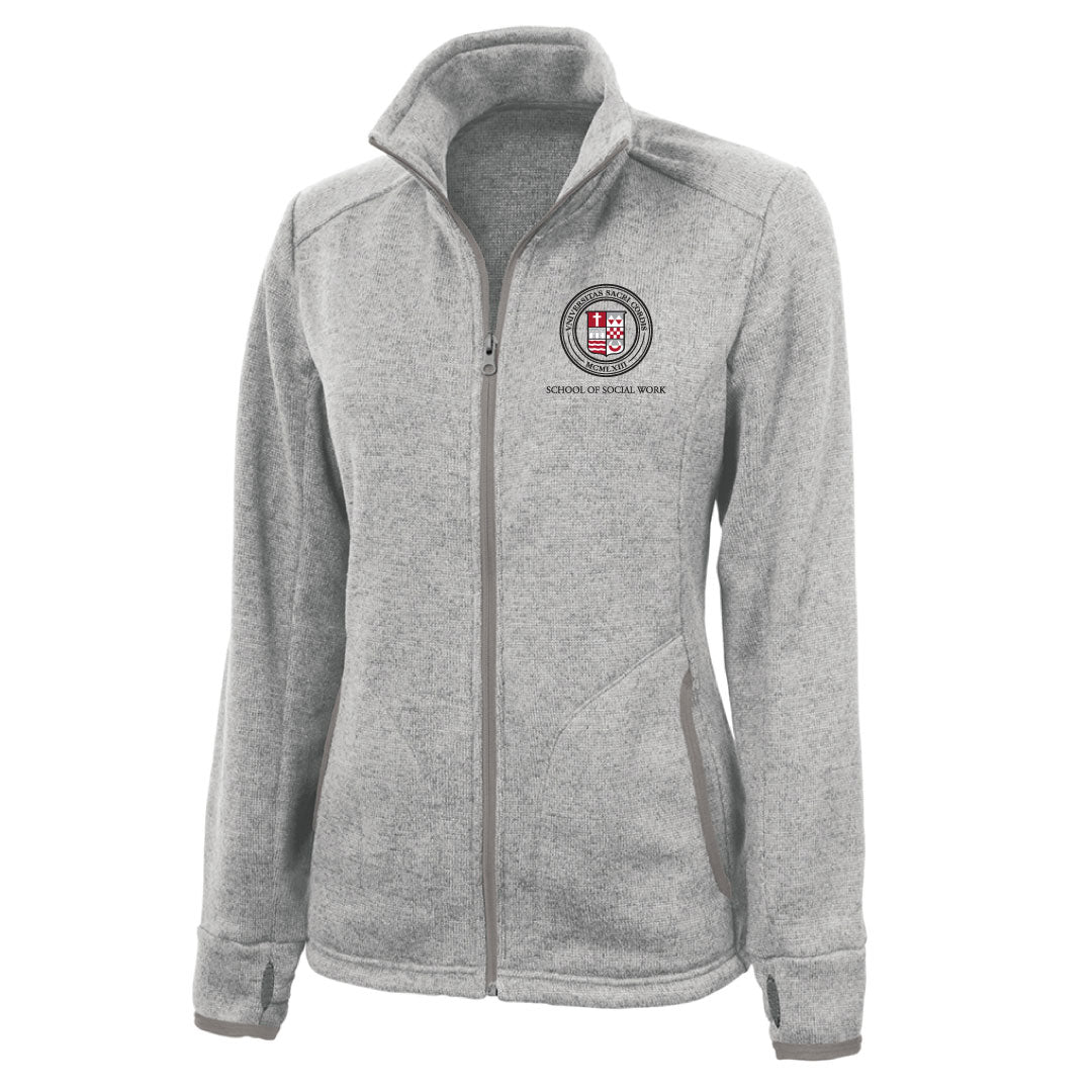 SHU School of Social Work Heathered Full Zip Logowear SHU School of Social Work Heather Grey Ladies XS