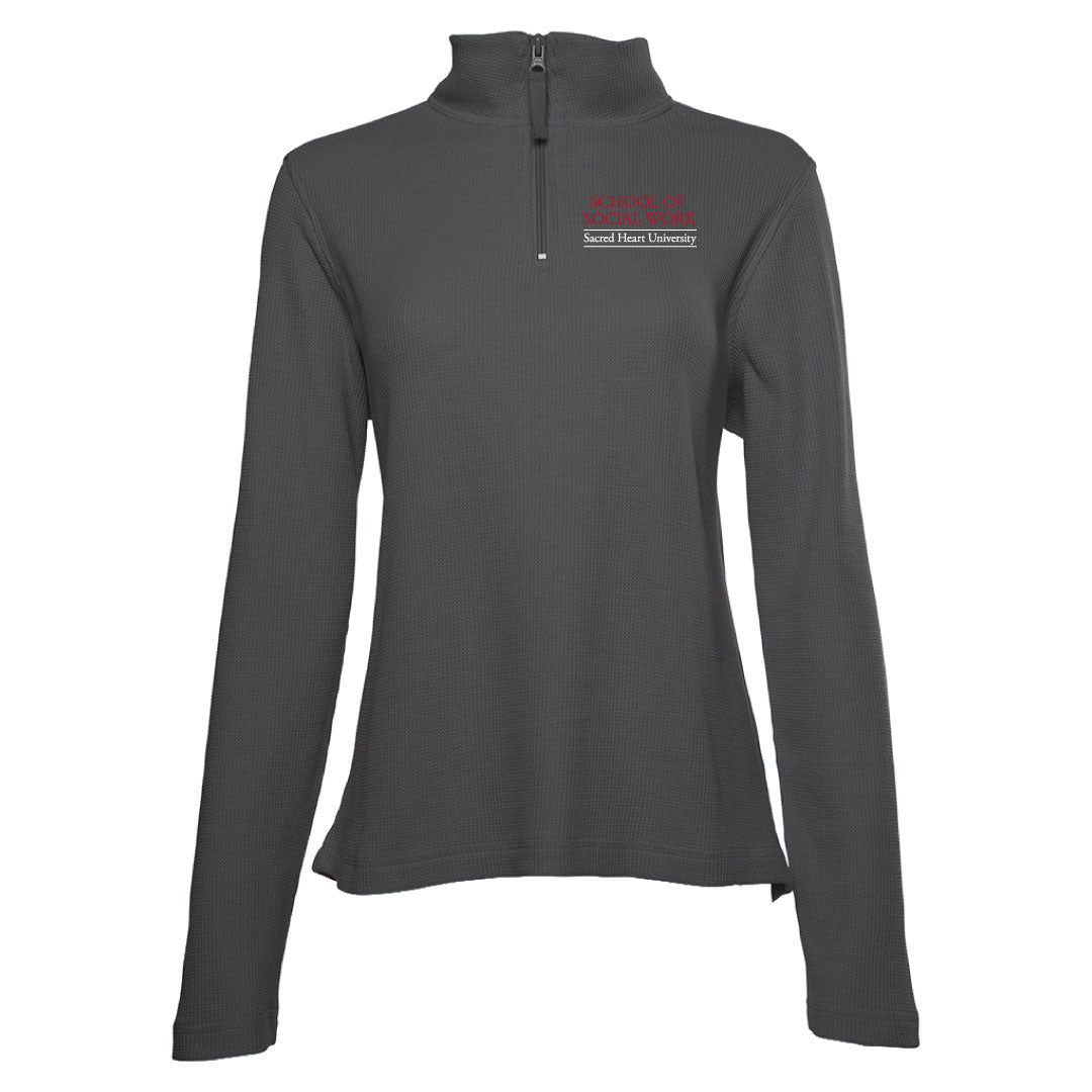 SHU School of Social Work Ladies Waffle 1/4 Zip Logowear SHU School of Social Work Charcoal Ladies XS 