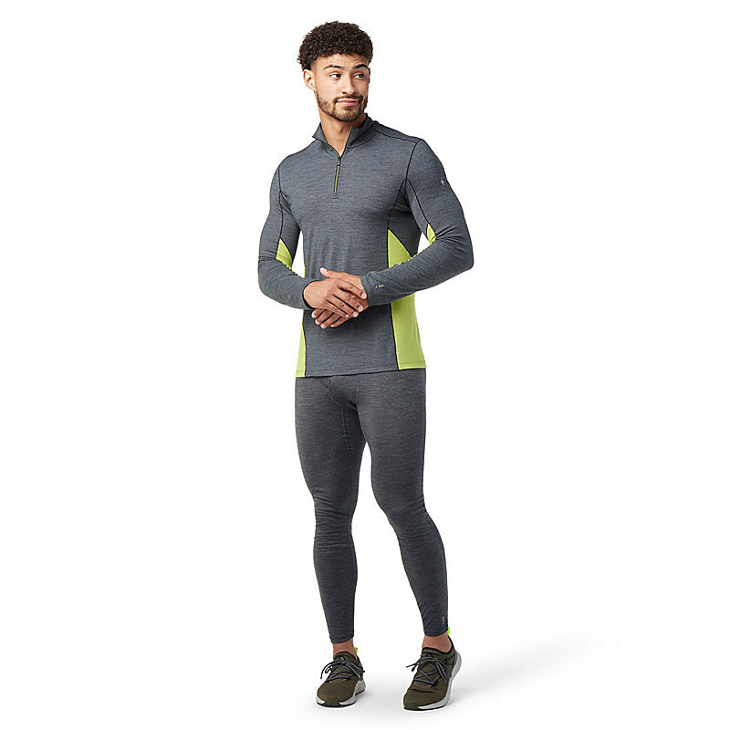 Smartwool Men's Merino Sport Long Sleeve 1/4 Zip Apparel Smartwool Small Charcoal Heather/Dark Citron-K87 