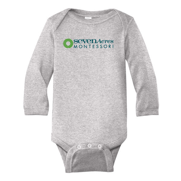 Seven Acres Montessori School Infant Long Sleeve Onesie Logowear Seven Acres Montessori School Gray 6M 