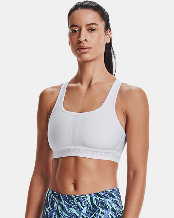 Under Armour Women's Armour Mid Crossback Sports Bra Apparel Under Armour XSmall White/White/Halo Gray-100 
