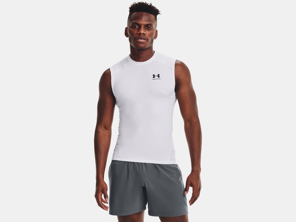 Under Armour Men's HeatGear® Armour Sleeveless Compression Top Apparel Under Armour Small White-100 