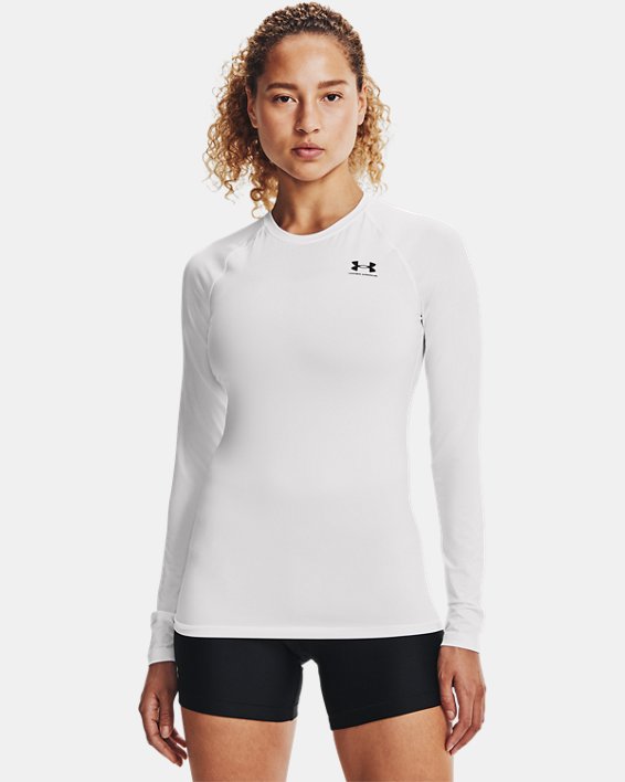 Under Armour Women's HeatGear Armour Compression Long Sleeve Apparel Under Armour White-100 Small 