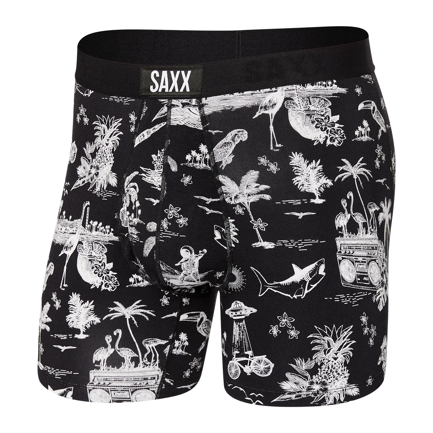 Saxx Men's Ultra Boxer Brief Apparel SAXX Black Astro Surf and Turf Small 