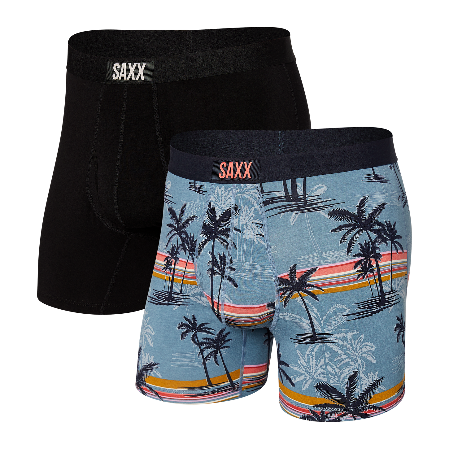 Saxx Men's Ultra Boxer Brief 2-Pack Apparel SAXX Small Beach Vibe Stripe/Black 
