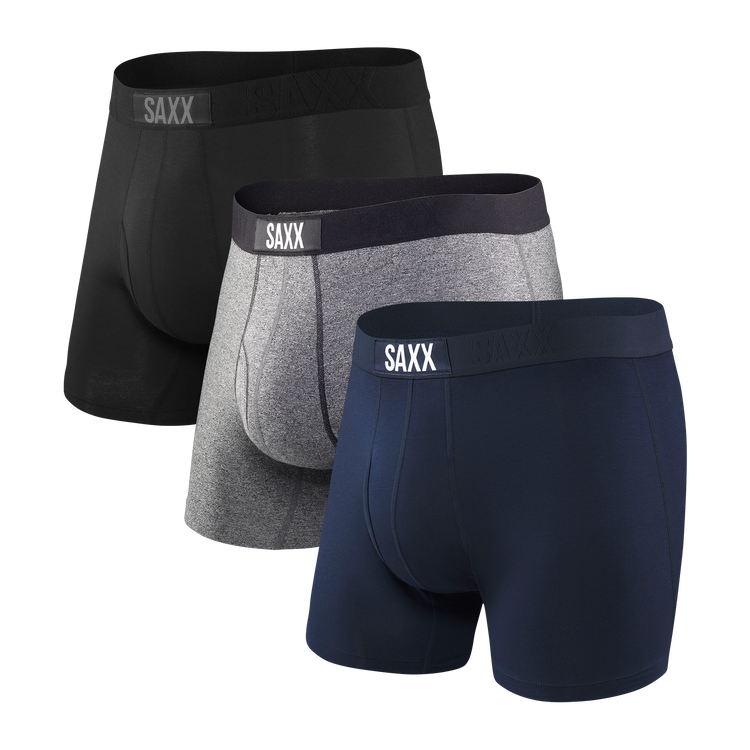 Saxx Men's Ulta 3-Pack Boxer Briefs Apparel SAXX Small Black/Grey/Navy 
